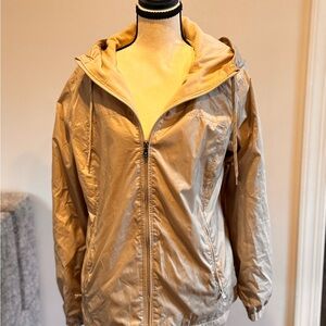 Women's Tan Hooded Fleece lined Jacket